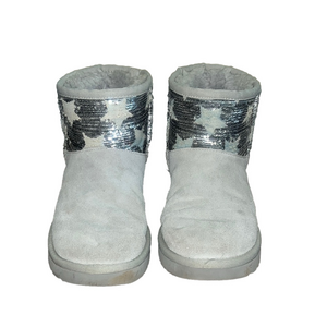 UGG Gray Shearling Lined winter Boots with silver sequined star design